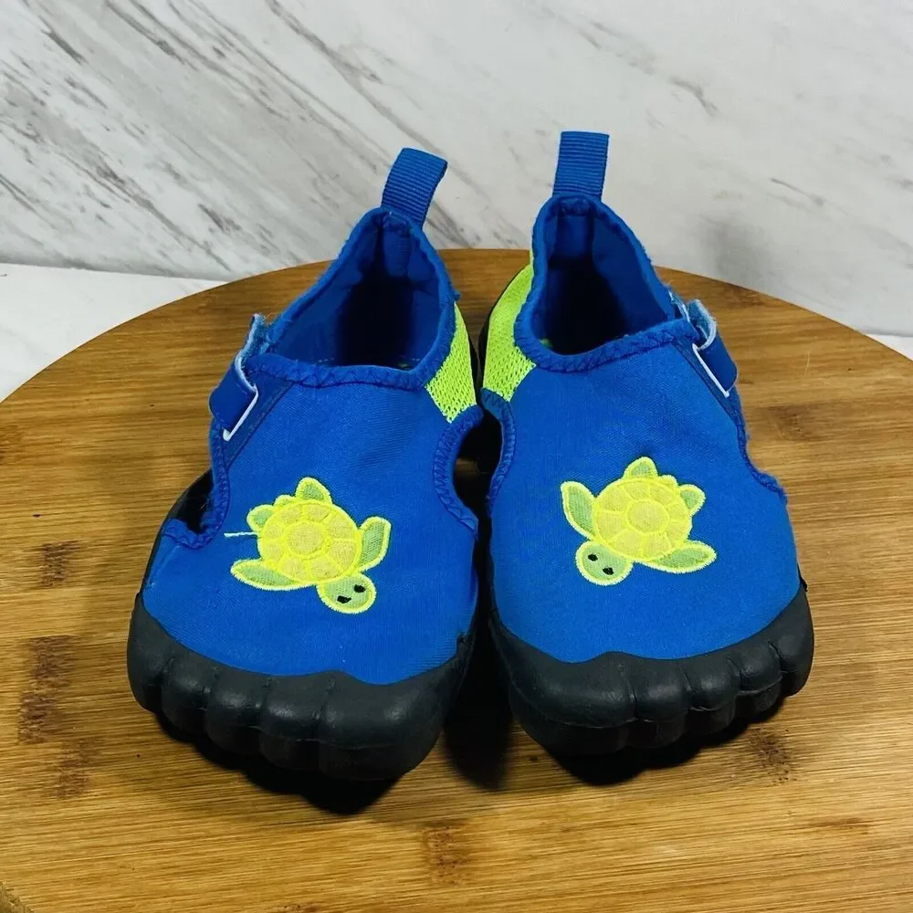 Newtz Water Kids Shoes 11/12 Blue Green Turtle ( Missing Insoles )